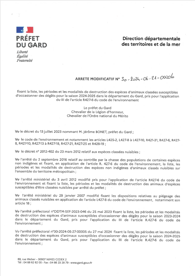 Arrt chasse 2024 2025 p1