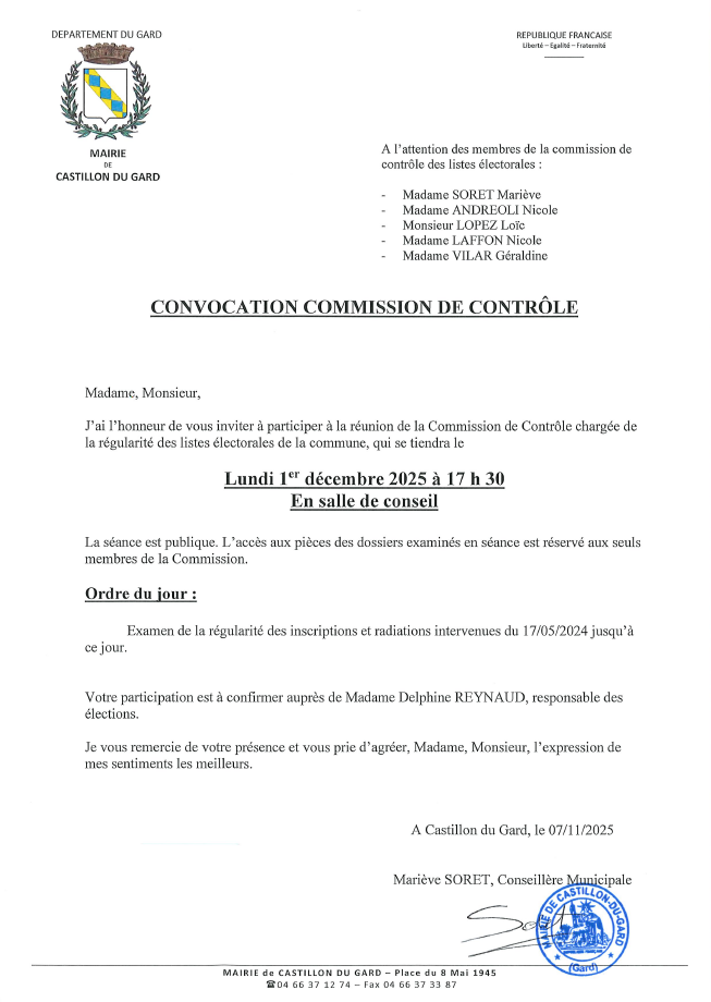 Convocation commission de contrleP1