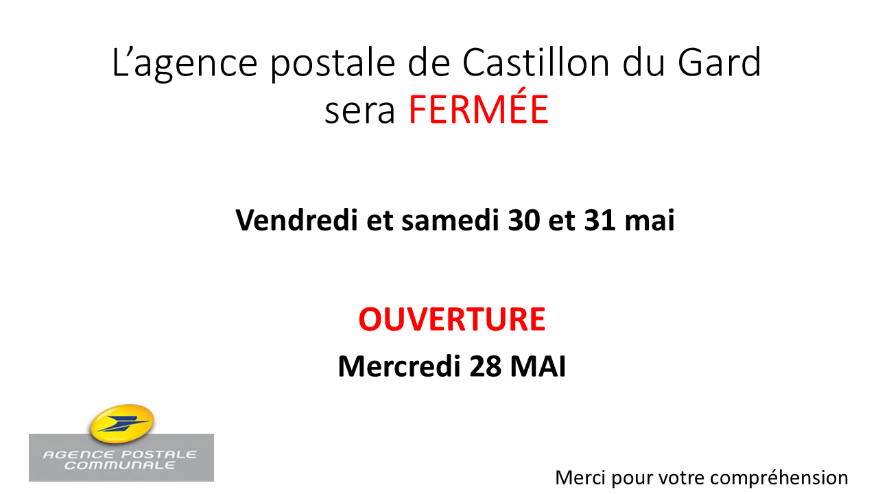 Fermture Poste mai 25V3
