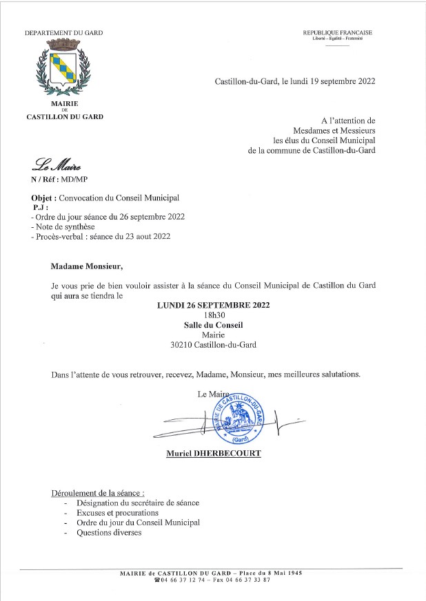 Conseil Municipal 26092022