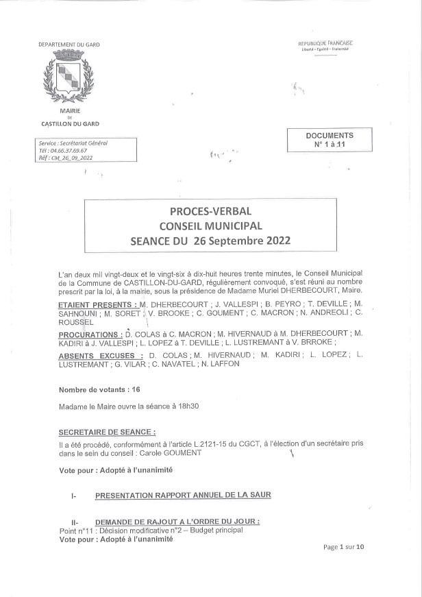 Conseil Municipal 26092022